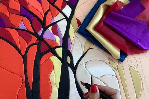 Realizarea panoului decorativ în tehnica japoneză kinusaiga